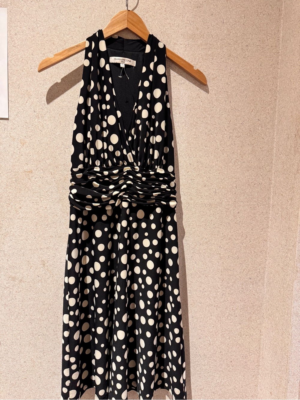 Evan Picone Black Dress with Cream Polka Dots